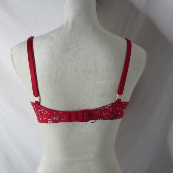 Victoria's Secret Bra Red Floral Demi Unlined Underwire Convertible Size 34D NWT - Picture 11 of 12